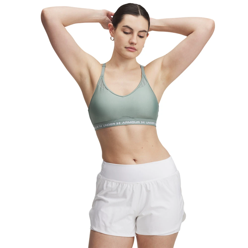 'Under Armour' Women's Crossback Low Sports Bra - Silica Green 1 'Under Armour' Women's Crossback Low Sports Bra - Silica Green